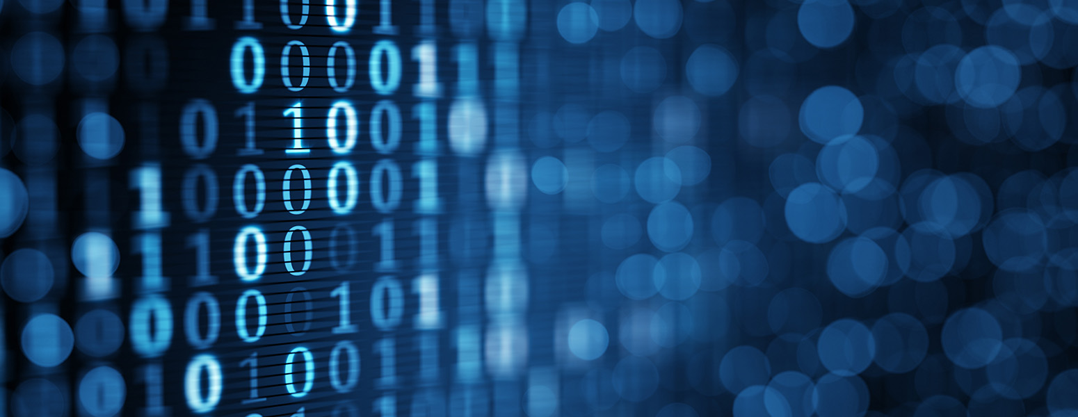 blue digital binary data on computer screen