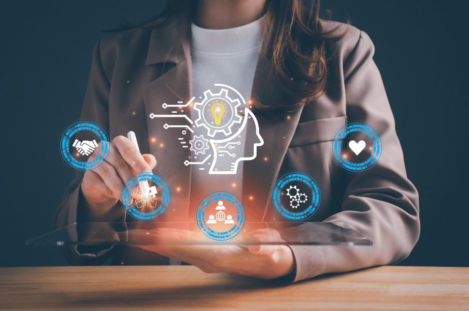 Power soft skills, multi skills responsibility HR human resources concept. personal attribute development, digital Personality, problem solving, adaptability, leadership, creativity, collaboration stock photo